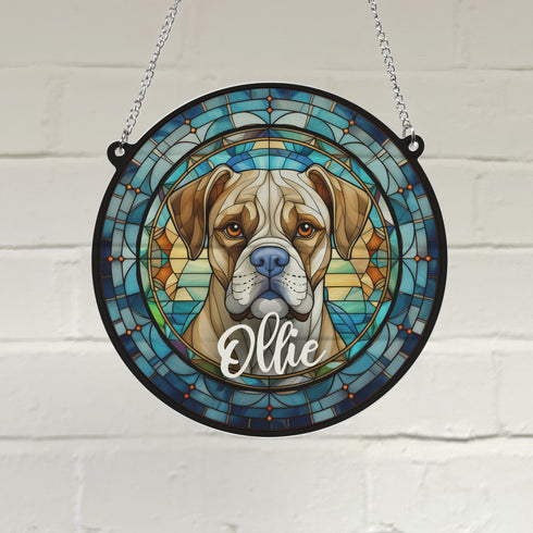 Boxer Personalised Stained Glass Effect Suncatcher
